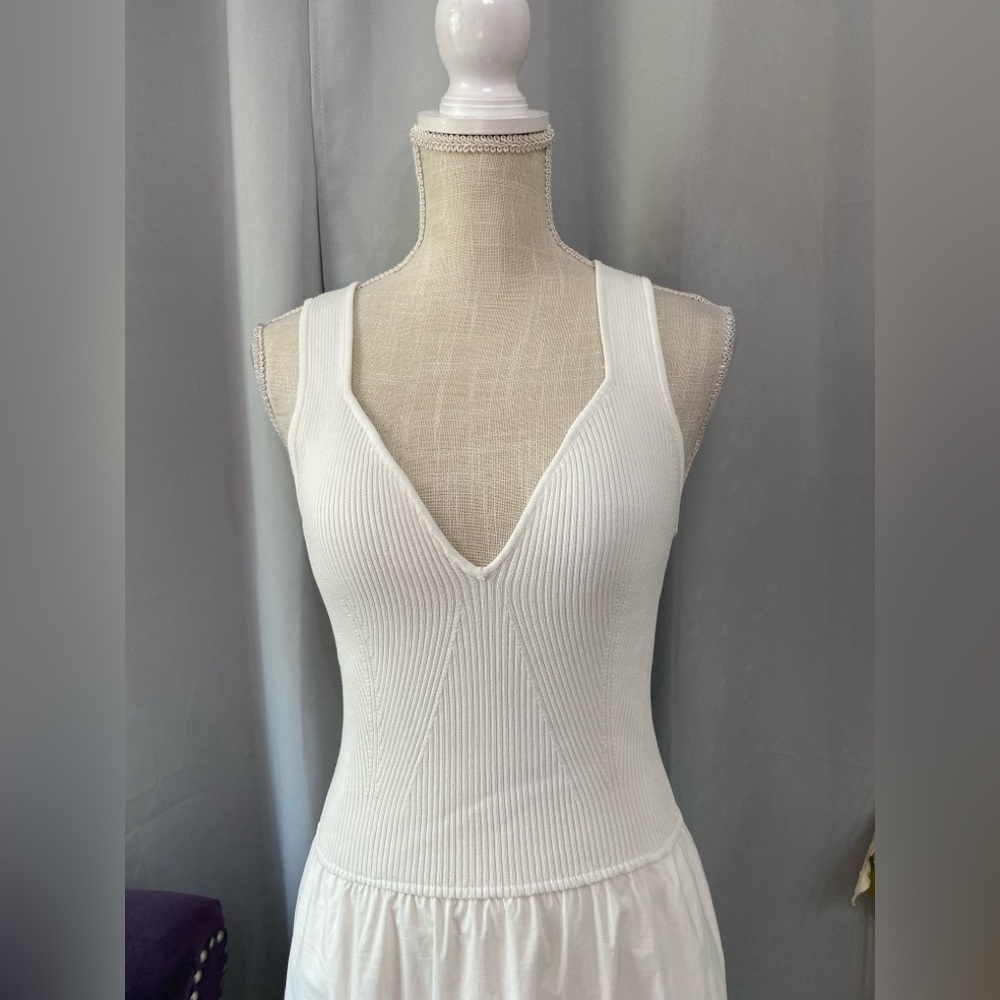 ❌SOLD❌ELAN RHODE TANK DRESS MIXED MEDIA TIERED STRETCH POCKETS WHITE LARGE - Picture 7 of 13